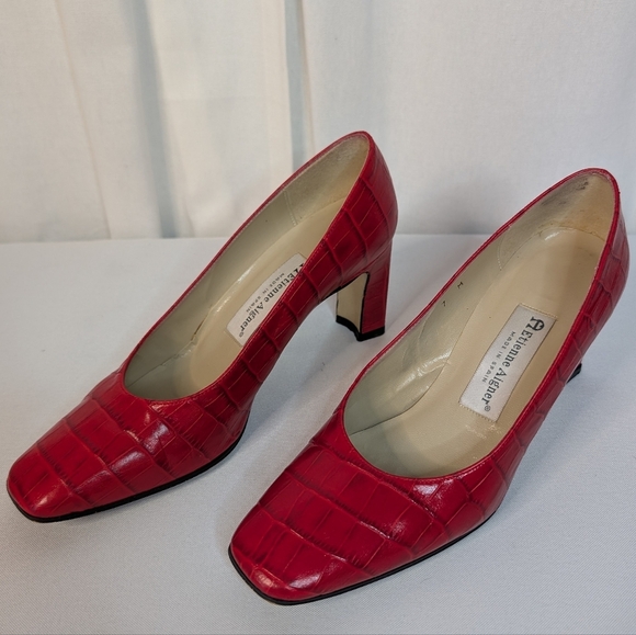 Etienne Aigner Shoes - Etienne Aigner Red Croc Embossed Leather Pumps Heels